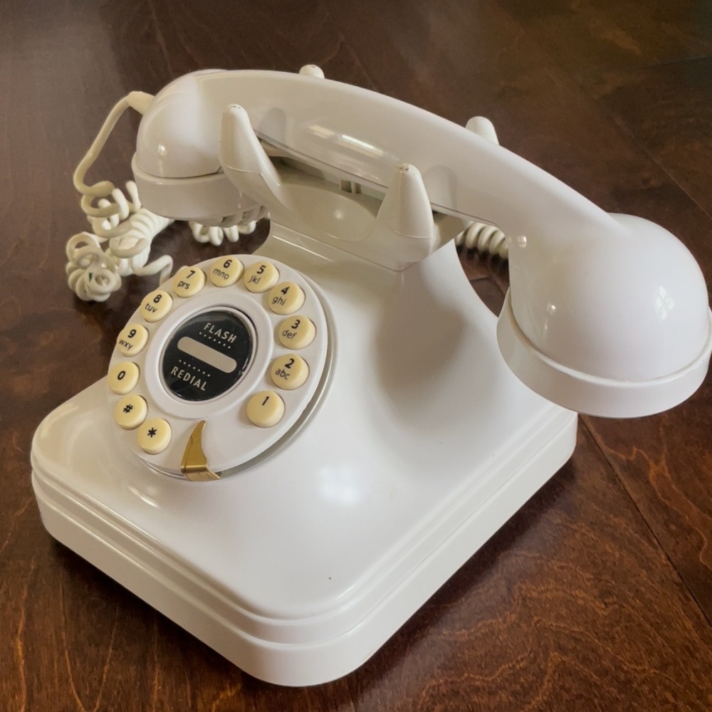 Retro Ivory white vintage Grand Phone corded push button dial decorative decor